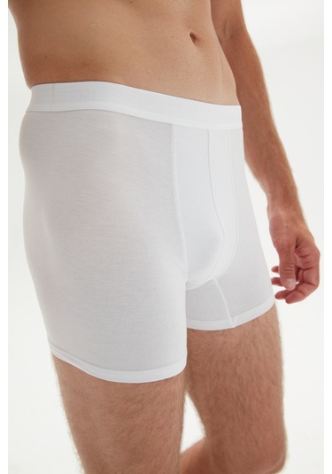 Weweus Beyaz Erkek Süper İnce Doğal Bambu Lüks Boxer 1012 Beyaz