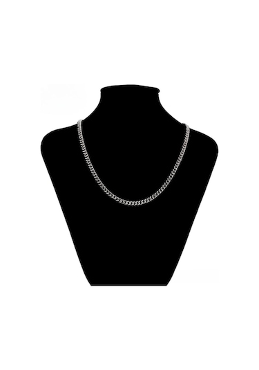 Platin Kaplama Klasik Gurmet Zincir Kolye / 50 Cm Silver