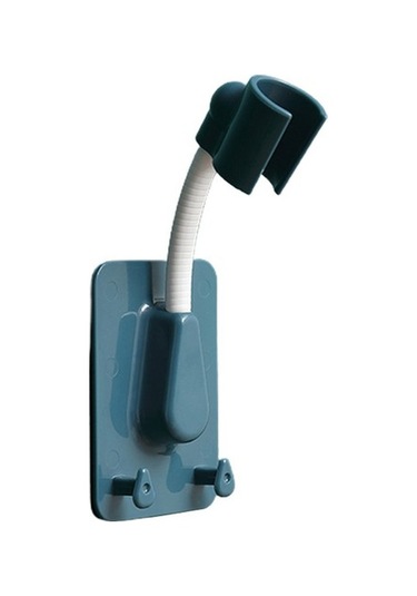 Primepickings Mavi Duvara Montaj Duş Başlığı Tutucu - Ayarlanabilir Ve Kendinden Yapışkanlı Montaj Braketleri - Banyo 2 Katlı Gri