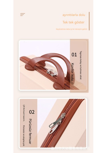 Şeker Rengi Kontrast Bavul Küçük Bavul-17 Pembe Ve Yeşil Pembe