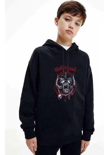 Motörhead Logo Rock Metal Müzik Baskılı Unisex Çocuk Sweatshirt Siyah