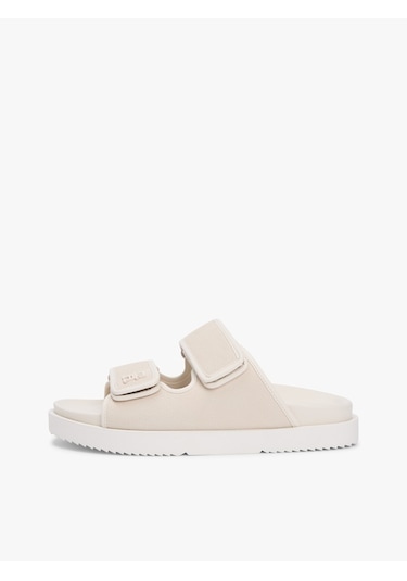 Tommy Hilfiger Double Strap Nubuck Sandal Kadın Bej Terlik - Fw0fw09298 Tommy Hilfiger Double Strap Nubuck Sandal Kadın Bej Terlik - Fw0fw09298
