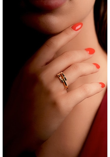 22 Ayar Görünümlü 14 Ayar Altın Kaburga Ajda Yüzük Yzk6704 Beyaz Altın