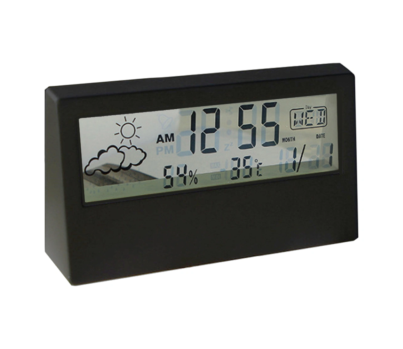 Dofolink Beyaz Şeffaf Lcd Dijital Alarm Saat - Zaman, Tarih, Hafta Günü, Sicaklık Ve Nem Gösterici - Işıklandırılmış Ekran - 9 Dakika Snooze Fonksiyonu