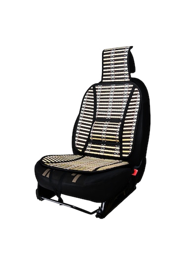 Oto Hasır Bambu Minder Ön Siyah İkili Takım Bel Destekli Terletmez Wf-1069
