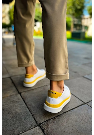 Ch979 - Santoni Gbt Spor Erkek Ayakkabı Beyaz/sarı Çok Renkli