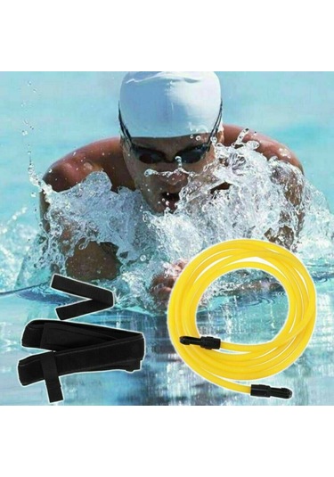 Xindoker Yüzme Güç Ve Dayanıklılık Egzersizi İçin Esnek Kordonlu Bel Seti - Sarı Renkli Su Sporu Antrenman Aleti Sarı