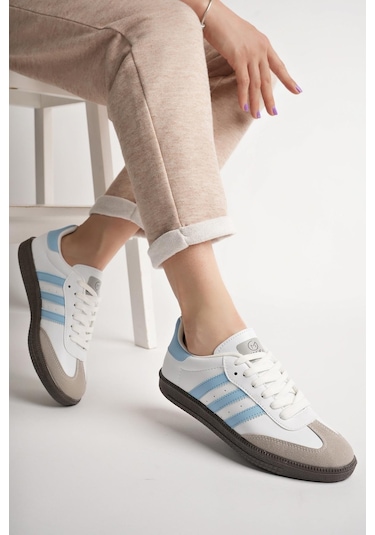 Muggo Jabbar Unisex Ortopedik Günlük Garantili Bağcıklı Yürüyüş Koşu Sneaker Spor Ayakkabı Mavi