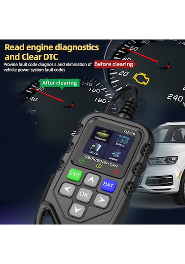 Obd Ii Tarayıcı, Araba Motor Arıza Kodu Okuyucu Pil K23071