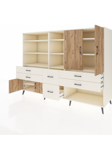 Kronos Dolap 10 Raflı 6 Çekmeceli 4 Kapaklı 220x59x163 Aytaşı-çam Aytaşı-çam/aytaşı
