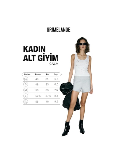 Grimelange Calm Kadın Beli Lastikli Organik Pamuklu Relaxed Grimelanj Şort Grimelanj