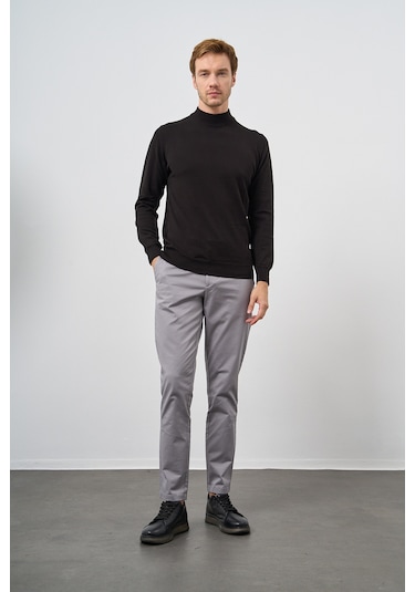 Morven Erkek Siyah Basic Yarım Balıkçı Yaka Dynamic Fit Rahat Kesim Triko 26kc017001001 Siyah Siyah