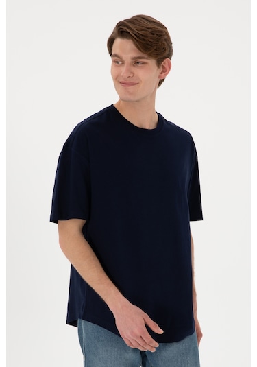 U.S. Polo Assn. Erkek Long Fit Bisiklet Yaka Lacivert Basic Tişört 50305988-VR033