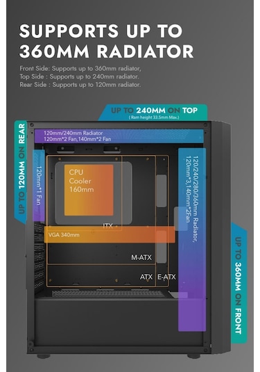 Aıgo Dk351 Usb3.0 4 12cm Fan Temperli Cam Siyah E-atx Kasa Psu Yok