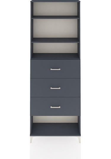 Arges Dolap 3 Raflı 3 Çekmeceli 88x30x243 Antrasit-antrasit Antrasit