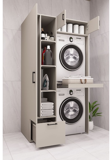 Mdf Çamaşır Makinesi Ve Kurutma Makinesi Dolabı Ütü Masalı Kumbeji Kumtaşı