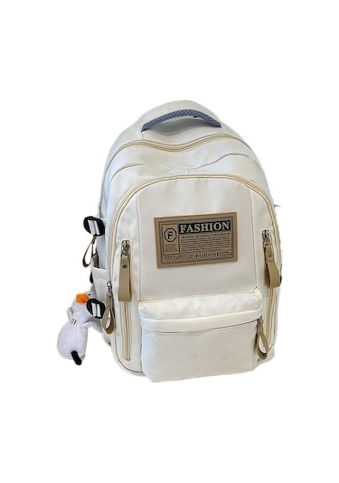 Gençler İçin Şık Ve Spor Lise Çantası, Dayanıklı Büyük Kapasiteli Okul Sırt Çantası, Ergonomik Tasarım Beyaz