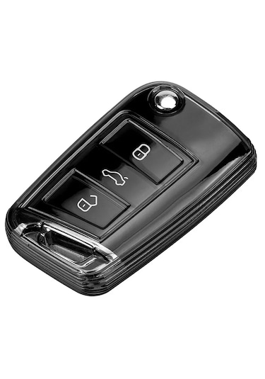 Volkswagen Golf 7 7.5 - Seat - Skoda 2015 Üzeri Anahtar Uclu Siyah Karbon Anahtar Kılıfı