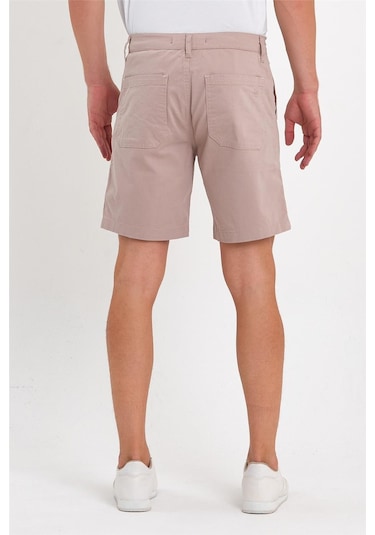 Erkek Likralı Yandan Cepli Kot Şort Taş