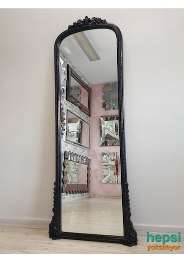 Matmazel Model Siyah Renk Varaklı Boy Aynası Siyah