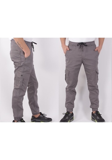 Black Steel Bel -Paça Lastikli Yanları Kargo Cepli Pantolon-19000