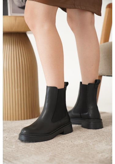 D0742 Soğuk Geçirmez Kışlık Kadın Bot & Bootie Siyah