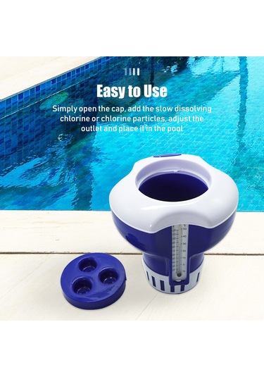 Hangfox Mavi Beyaz Yüzgeçli Havuz Termometreli Kimyasal Dağıtıcı, Pvc Materyal, Kolay Kullanım, Aljı Ve Ph Düzenleme, Temizlik İçin Temizlik Tableti Yok Diğer