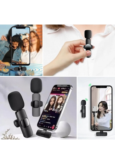 Hobibahçem Type C Uyumlu İphone Dönüştürücülü Kablosuz Yaka Mikrofonu Android Ve İphone Uyumlu Mini Mikrofon