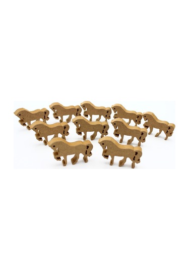Na Neşeli Ahşap 10 Adet 10 Cmlik Şahlanan At Figürü.dik Durabilir.okul Öncesi Eğitim Etkinlik Model 10cm18mmat