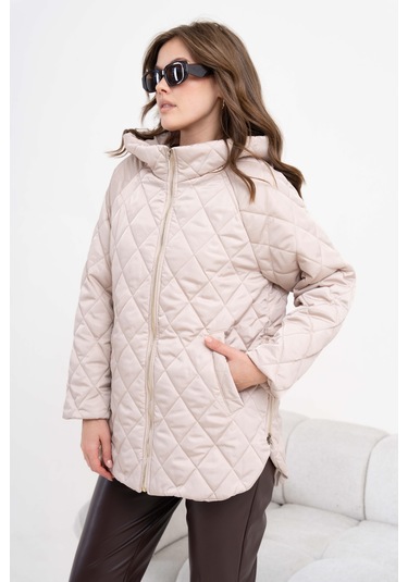 FTZ Women Ftz Kadın Kapitone Kaban Beige 30966 Beige Bej