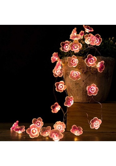 30 Led Pembe Kiraz Çiçeği Işıkları Noel Yatak Odası Halkası Bakır Telli Işık Dizisi Avlu Dekorasyonu Renkli Işık Dizisi