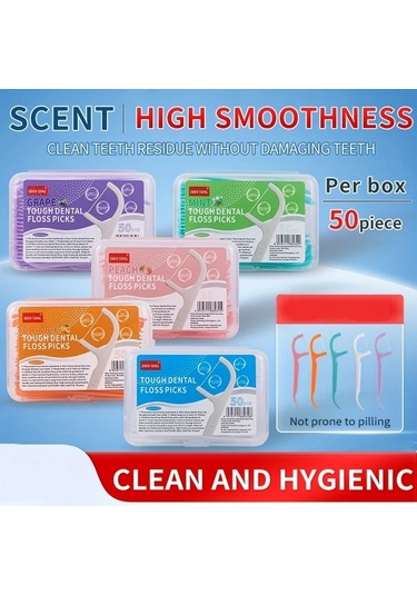 Willowhaven 50 Adet Rastgele Aromalı Diş İpi Çubukları Derin Temizlik Ev Seyahat Ağız Bakımı