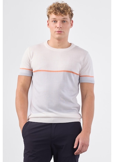 Dufy O Yaka Triko Tshirt Ekru