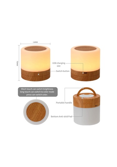 Yaozixa Renk Değiştirir Uzaktan Kumandalı Taşınabilir Rgb Gece Lambası Beyaz