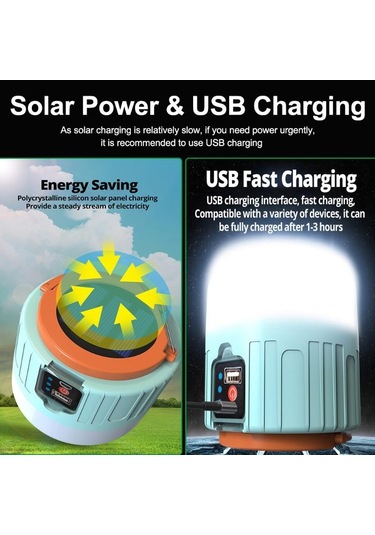 Güneş Led Kamp Işık Uzaktan Kumanda Çadır Lambası Usb Şarj Edilebilir Ampul Açık Yürüyüş Taşınabilir Fener & Kafa Lambası 56564122 Çok Renkli