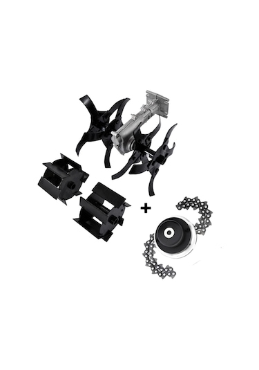 Silen Garden Tools C-52 Benzinli Yan Tırpan + Toprak Çapalama Aparatı 2 Adet + Zincirli Başlık