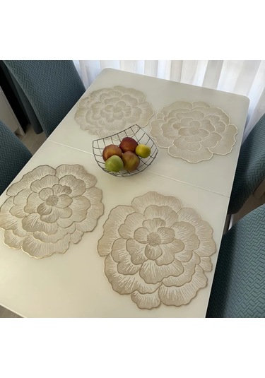 Heavenly Place Mutfak Servisü İçin Yuvarlak Servis Peçeteleri 376221539 Altın Rengi