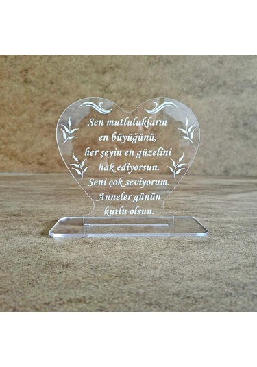 Anneler İçin Pleksi Tebrik Kartı Lazer Kazıma Güzel Sözler