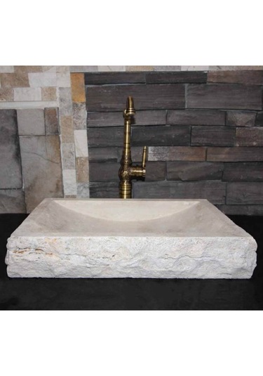 Light Traverten Dışı Patlatma Dikdörtgen Dizayn Lavabo