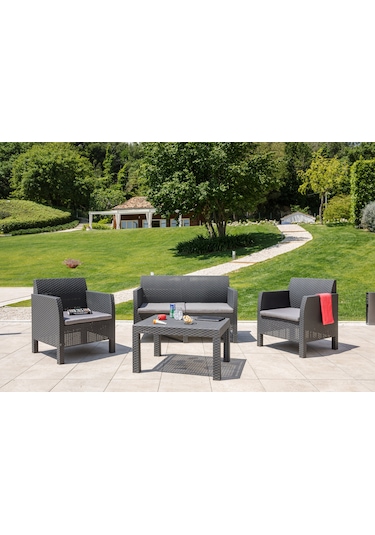 Matilde 4 Kişilik Rattan Oturma Grubu Antrasit