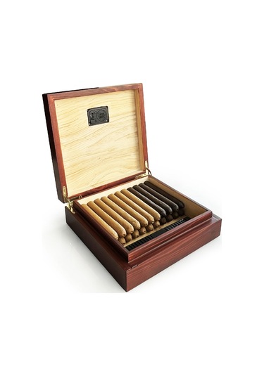 Mezmob Masif Yerli Sedir Ağacı Humidor Puro Kutusu Küçük Boy
