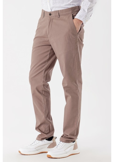 Koyu Bej Pamuklu Likralı Yan Cepli Comfort Fit Rahat Kesim Casual Pantolon 1003235154-koyu Bej Koyu Bej