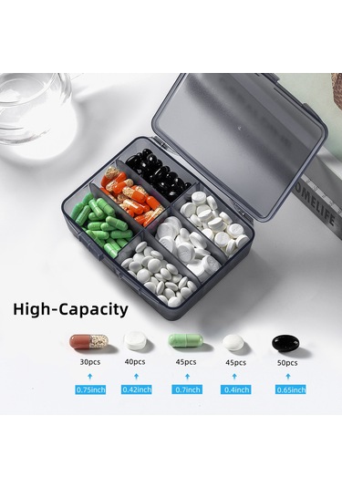 Moveevo Yüksek Kapasiteli Hap Düzenleyici Hap Kutusu Kılıfı Günlük İlaç Düzenleyici Su Geçirmez Vitaminler Balık Yağı