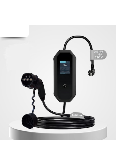 16A 3.5Kw Monofaze Schuko Fiş Taşınabilir Elektrikli Araç Şarj Cihazı 5 M Türkçe