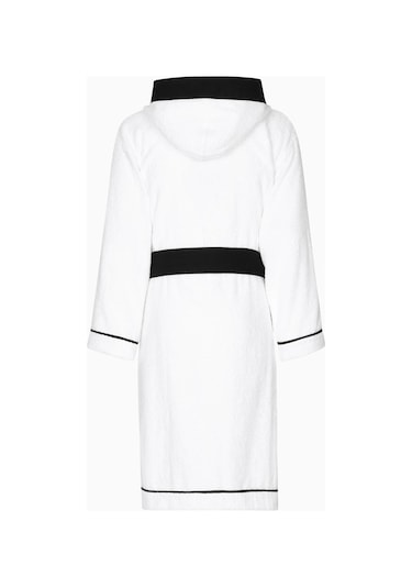 Dolce & Gabbana Casa Unisex Logo Işlemeli Kapüşonlu Bornoz, Pamuklu, Yumuşak Beyaz