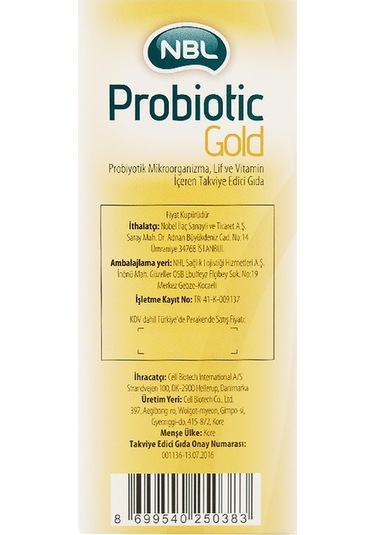 Nbl Probiotic Gold 20 Stick Toz Saşe