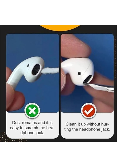 Xindoker Kulaklık Temizleme Seti: 3'ü 1 Arada Floklu Sünger, Yoğun Fırça Ve Metal Uç İle Airpods, Xiaomi, Huawei Uyumlu Beyaz