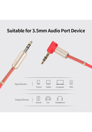 Suofeng 3.5mm Altın Kaplama Ses Kablosu - Bilgisayar/ Telefon'dan Hoparlör/ Amfi'ye Bağlantı, Düz-eğri Uç, Siyah, 1 Metre