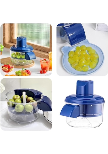 Vkemall 50w Motorlu Elektrikli Soğan Soyma Makinesi, 20 Saniyede Hızlı Meyve Sebze Soyma, Şarjlı 304 Paslanmaz Çelik, Ev Ve Ticari Kullanım Mavi