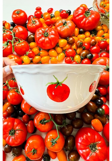 Rakle x Bengi Kurtcebe Pomodoro Stoneware Salata Kasesi 25 cm